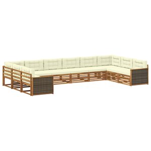 vidaXL Ensembles de canapés avec coussin 10 Pièces Bois d'Acacia Massif