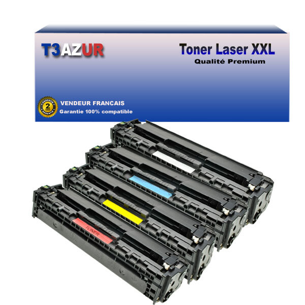 T3AZUR - Lot de 4 Toners compatibles avec Canon 718 pour Canon LBP-7680CDN  LBP-7680CX (Noir+Couleur)