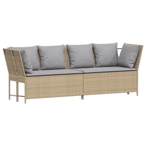 vidaXL Canapé de jardin avec coussins beige résine tressée
