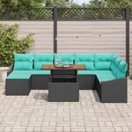 vidaXL Ensemble de salle à manger pour jardin 9 Pièces Noir et Sarcelle