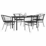vidaXL Ensemble à manger de jardin et coussins 5 Pièces noir rotin verre