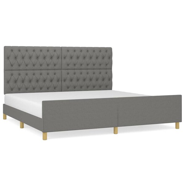 vidaXL Cadre de lit avec tête de lit Gris foncé 200x200 cm Tissu
