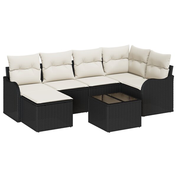 Ensemble de Canapé de Jardin 6 pièces avec Coussins en Poly Rattan Marron