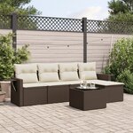 vidaXL Salon de jardin avec coussins 6 Pièces marron résine tressée