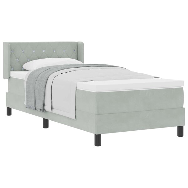 vidaXL Lit à ressorts avec tête de lit Gris clair 200 x 100 cm Velours