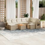 vidaXL Salon de jardin avec coussins 10 Pièces beige résine tressée