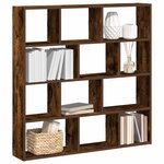 vidaXL Étagère cube murale 12 compartiments chêne fumé bois ingénierie