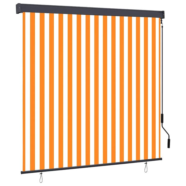 vidaXL Store enrouleur Blanc et Orange 180 x 250 cm Tissu et Aluminium