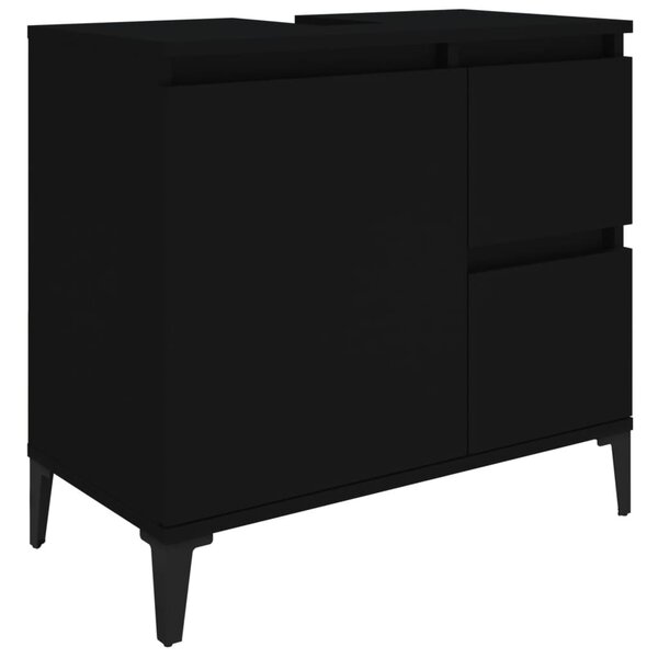 vidaXL Armoire de salle de bain noir 65x33x60 cm bois d'ingénierie