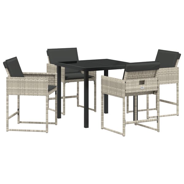 vidaXL Ensemble de salle à manger de jardin 5 pièces avec coussins gris clair en rattan poly