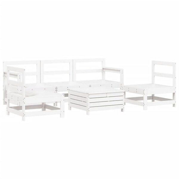 vidaXL Salon de jardin 6 Pièces blanc bois de pin massif