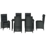 vidaXL Ensemble de salle à manger pour jardin 7 Pièces Noir Poly rotin