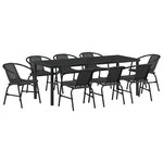 vidaXL Ensemble de salle à manger pour jardin 9 Pièces Noir