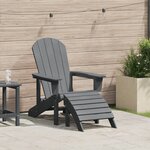 vidaXL Chaise Adirondack avec repose-pieds Gris clair HDPE