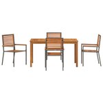 Ensemble de salle à manger de jardin vidaXL 5 pièces en poly rotin gris acacia