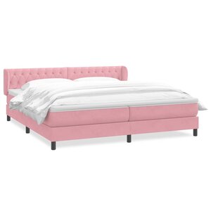 vidaXL Sommier à lattes de lit avec matelas rose 180x210 cm velours