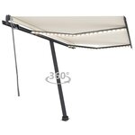 vidaXL Auvent automatique avec capteur de vent et LED 300x250 cm Crème