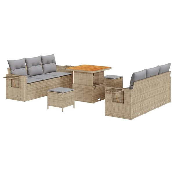 vidaXL Ensemble de canapé de jardin Manuel 9 Pièces beige et gris clair