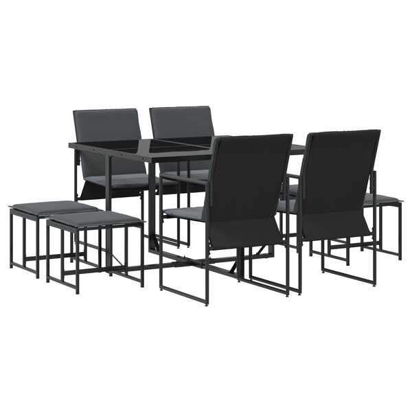 Ensemble de jardin pour manger avec 10 pièces et des coussins en acier et textilène