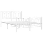 vidaXL Cadre de lit métal avec tête de lit/pied de lit blanc 140x190cm