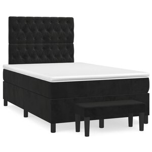 vidaXL Sommier à lattes de lit avec matelas Noir 120x200 cm Velours