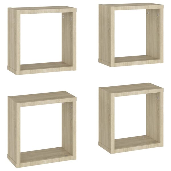 vidaXL Étagères cube murales 4 Pièces Chêne sonoma 30x15x30 cm