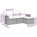 vidaXL Salon de jardin 4 Pièces avec coussins noir résine tressée