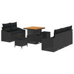 vidaXL Ensemble de canapé de jardin avec coussin 8 Pièces Noir Poly rotin