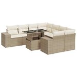 vidaXL Salon de jardin avec coussins 9 Pièces beige résine tressée