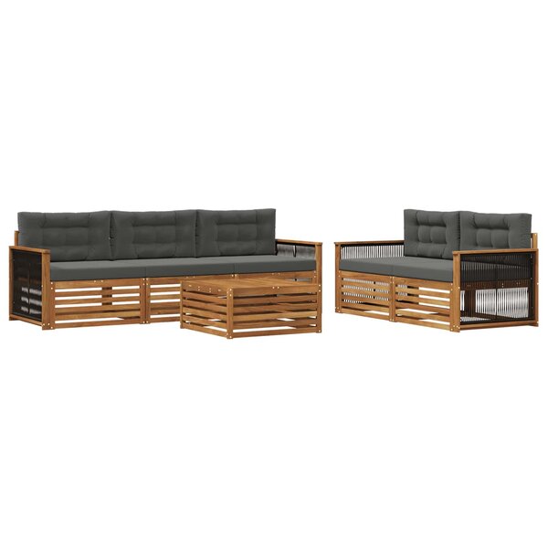 vidaXL Ensemble de canapés d'extérieur 6 Pièces Naturel et Anthracite
