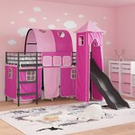 vidaXL Lit mezzanine pour enfants Noir et rose 90 x 190 cm Métал