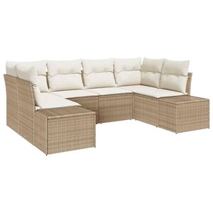 vidaXL Ensemble de canapé de jardin avec coussin 6 Pièces Beige polyrotin