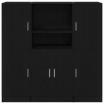 vidaXL Ensemble d'armoires de cuisine 3 Pièces noir bois d'ingénierie