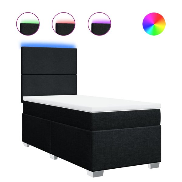 vidaXL Sommier à lattes de lit avec matelas Noir 90x200 cm Tissu