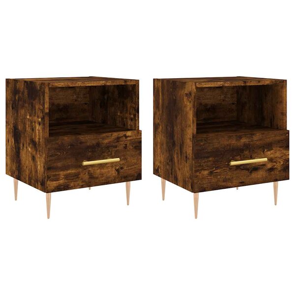 vidaXL Tables de chevet 2Pièces chêne fumé 40x35x47 5cm bois d’ingénierie