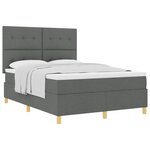 vidaXL Lit à ressorts avec matelas Gris foncé 140 x 200 cm tissu