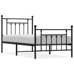 vidaXL Cadre de lit métal avec tête de lit/pied de lit noir 90x190 cm
