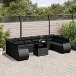 vidaXL Salon de jardin 11 Pièces avec coussins noir résine tressée