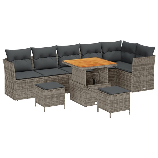 vidaXL Ensemble de canapé de jardin 9 Pièces Gris polyrotin