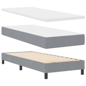 vidaXL Lit boxspring avec matelas Gris clair 80 x 200 cm tissu