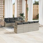 vidaXL Ensemble de canapé de jardin 9 Pièces Gris clair polyrotin