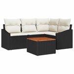 vidaXL Ensemble de canapé de jardin avec coussin 5 Pièces Noir Poly rotin