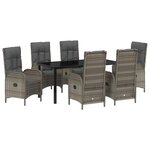 vidaXL Ensemble de salle à manger pour jardin 7 Pièces Gris Poly rotin