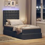 vidaXL Lit de rangement LED avec matelas Gris foncé 90 x 190 cm