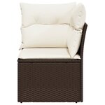 vidaXL Canapé d'angle de jardin avec coussins marron résine tressée