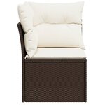vidaXL Canapé d'angle de jardin avec coussins marron résine tressée