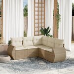 vidaXL Salon de jardin avec coussins 5 Pièces beige résine tressée