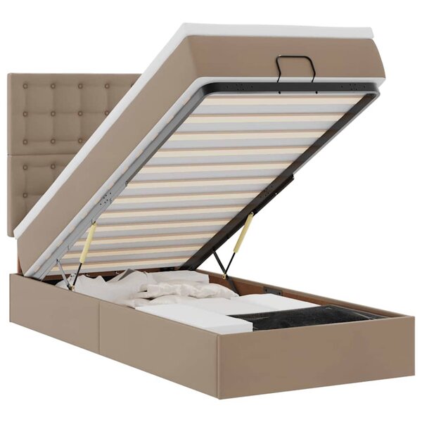 VidaXL Lit ottoman et matelas cappuccino 90x190 cm similicuir