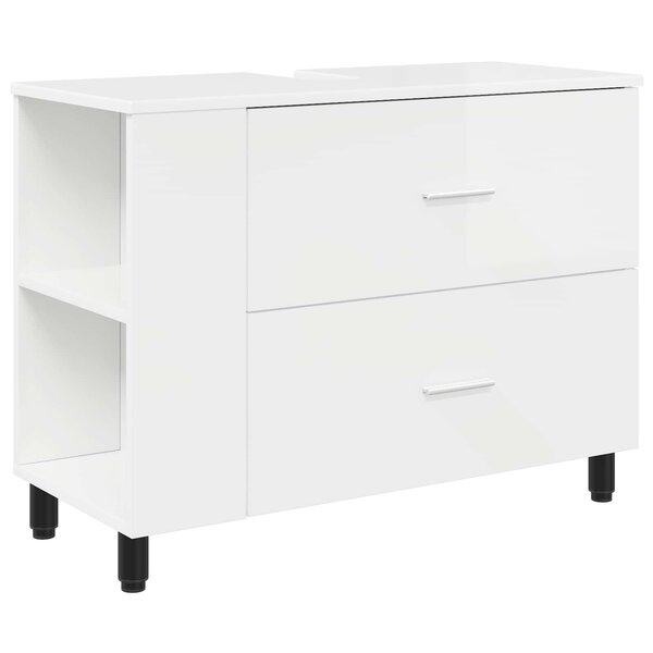 vidaXL Unité de vanité de salle de bain Blanc brillant 80 x 35 x 60 cm
