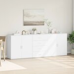 vidaXL Buffets 3 Pièces Blanc Bois d'ingénierie